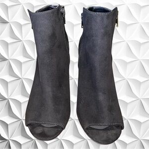 Material Girl Women’s 9 1/2 Black Macarena Ankle Open Toe Boots Microsuede